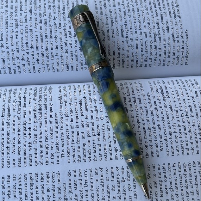 Ancora Perla Marbled Green/Blue Sterling Silver Limited Edition Ballpoint Pen