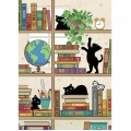 Bug Art H040 Bookcase Kitties Greeting Card