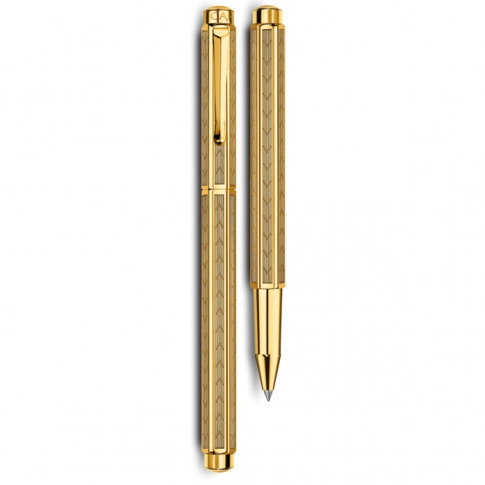 Caran d' Ache Ecridor Chevron Gold Coated Rollerball Pen 