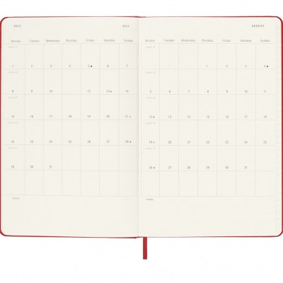 Moleskine Classic Planner 2024 Large Ruled Hard Red 