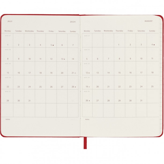 Moleskine Classic Planner 2024 Pocket Ruled Hard Red Ημερολόγιο