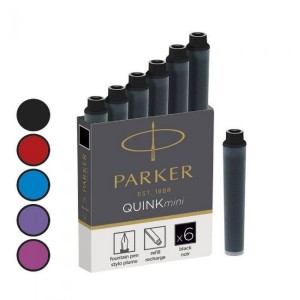 Parker Quink Ink Cartridges Mini Washable Blue 6 Cartridges