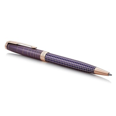 Parker Sonnet Chiseled Silver Purple Ballpoint Pen