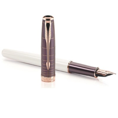 Parker Sonnet Chiseled Purple and Pearl Fountain Pen